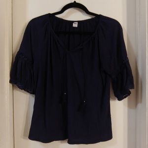 Old Navy-Navy Blue Peasant Top
